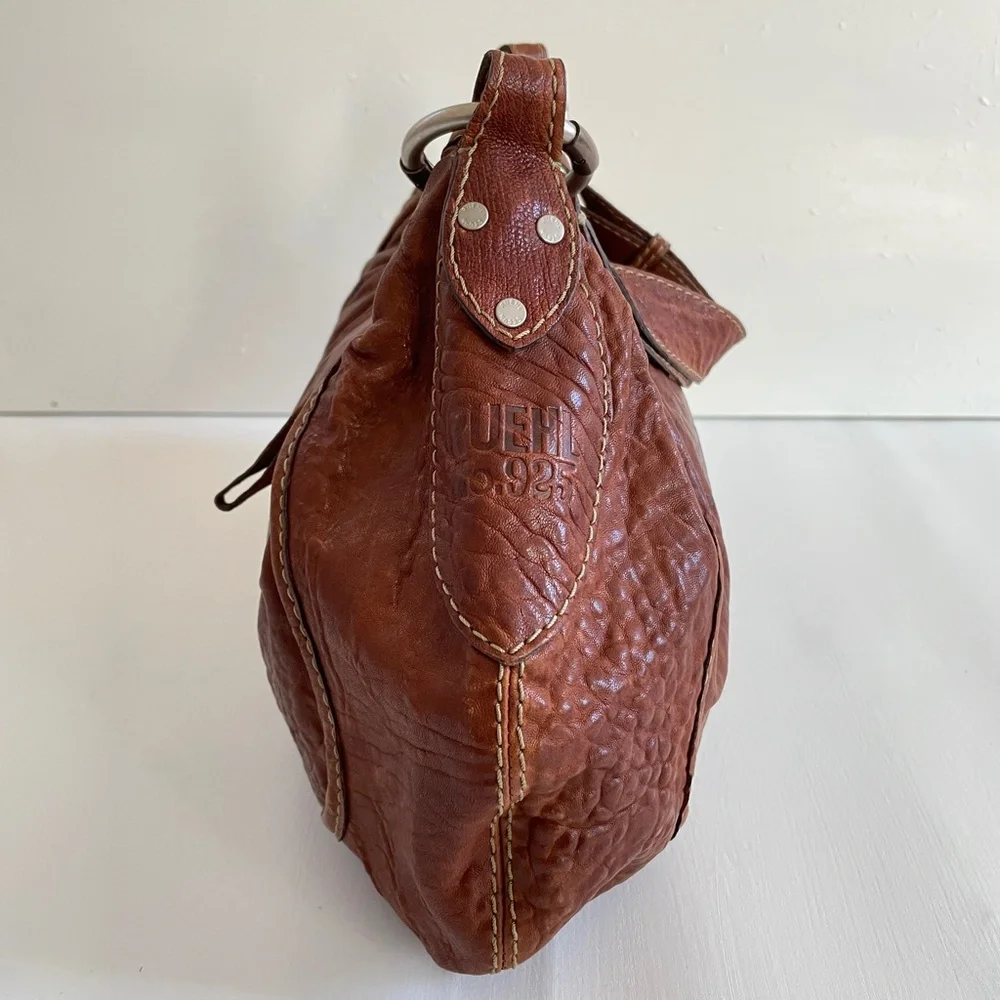 Y2K RUEHL Shoulder Handbag Leather Tote Large Brown Soft Bag Half Moon Hobo Boho